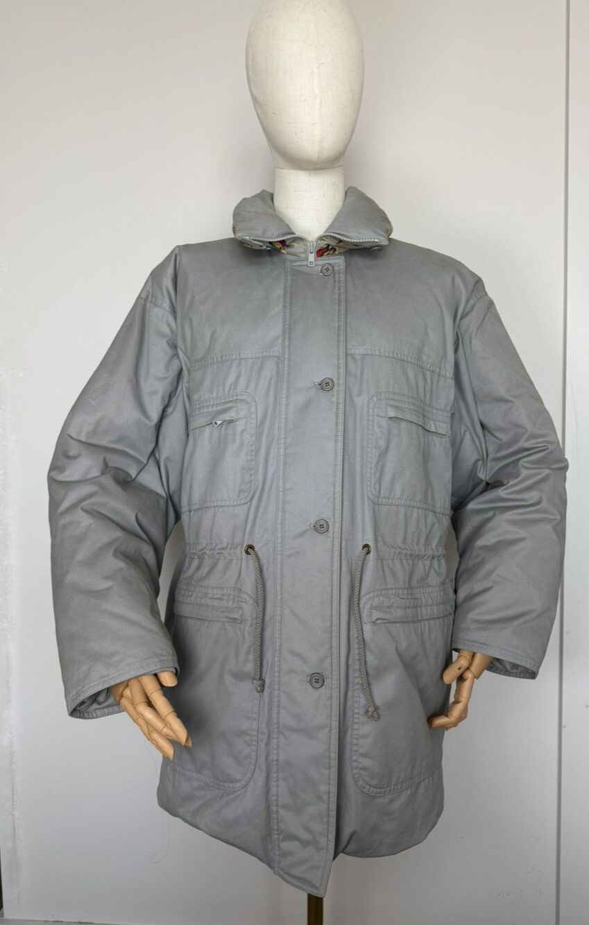 Authentic Christian Dior Gray Cotton Coat Women's Size M Made in France/123